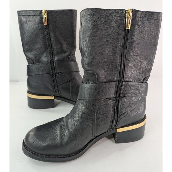 Vince Camuto Wethima Black Leather Strappy Metal Boot Size 6.5 251063 - Picture 4 of 12